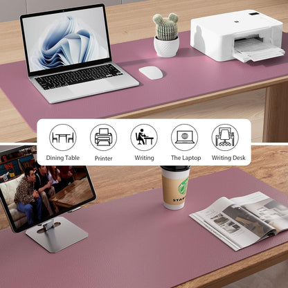 Leather Desk Pad Protector, Mouse Pad, Office Desk Mat,Non-Slip PU Leather Desk Blotter, Laptop Desk Pad, Waterproof Desk Writing Pad for Office and Home (Dark Pink, 23.6" X 13.7")