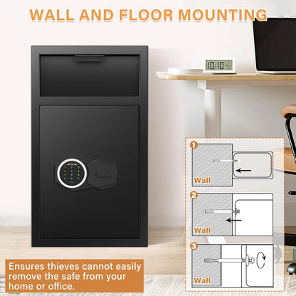 2.7 Cubic Drop Slot Safes for Money Jewelry, Drop Safe for Business with Combination Lock and Key, Mute Function,Depository Safe for Money Jewelry Home Business Office