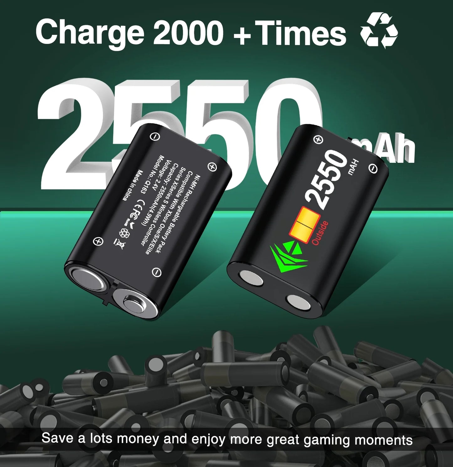 Dual Xbox Controller Charger with 2×5520Mwh Battery Packs for Xbox Series X|S/One/Elite
