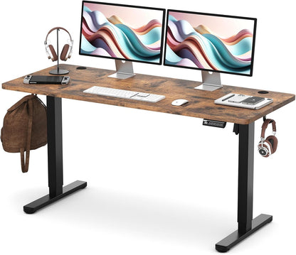 Electric Standing Desk 55X24 Inches，Height Adjustable Sit Stand up Desk for Home Office, Ergonomic Computer Workstation with 178LBS Load Capacity & Quiet Motor, Two-Piece Desktop, Rustic Brown
