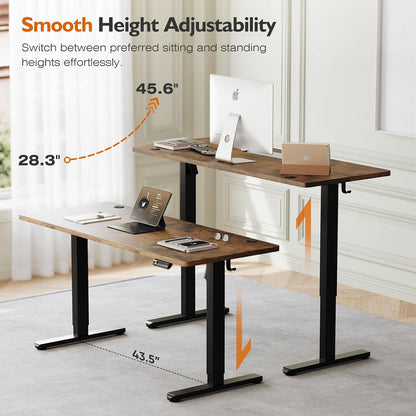Electric Standing Desk 55X24 Inches，Height Adjustable Sit Stand up Desk for Home Office, Ergonomic Computer Workstation with 178LBS Load Capacity & Quiet Motor, Two-Piece Desktop, Rustic Brown