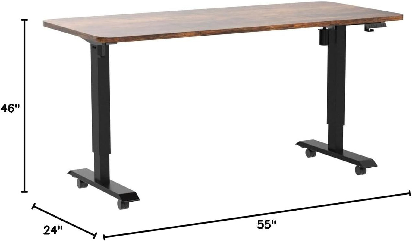 Electric Standing Desk 55X24 Inches，Height Adjustable Sit Stand up Desk for Home Office, Ergonomic Computer Workstation with 178LBS Load Capacity & Quiet Motor, Two-Piece Desktop, Rustic Brown